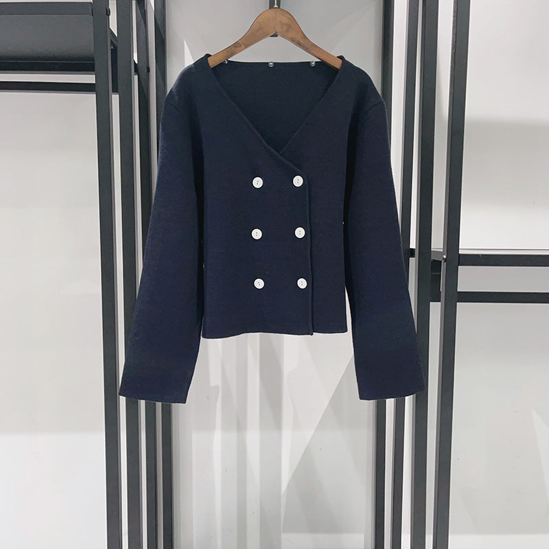 Abrigo de punto con encaje calado y bordado de moda para mujer