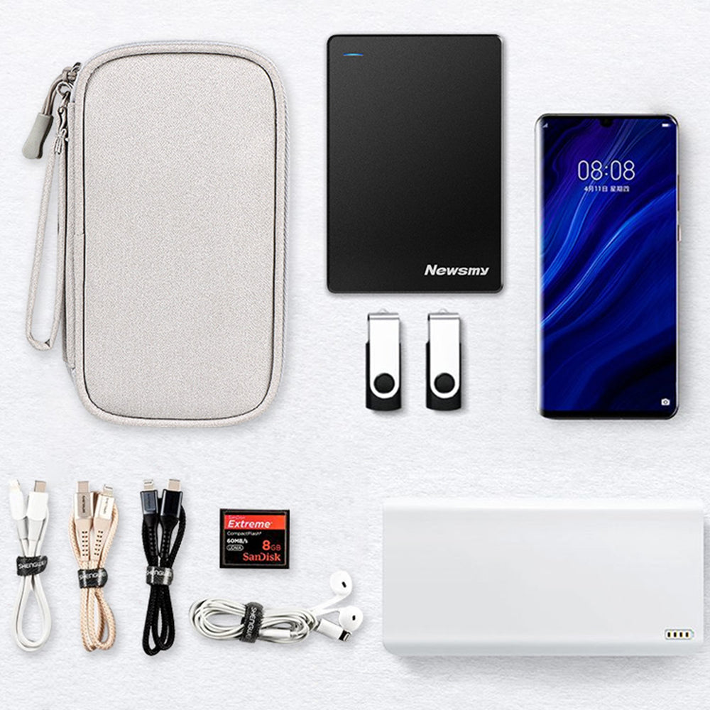 Nueva bolsa de almacenamiento portátil para banco de energía con cable de datos a prueba de agua a la moda