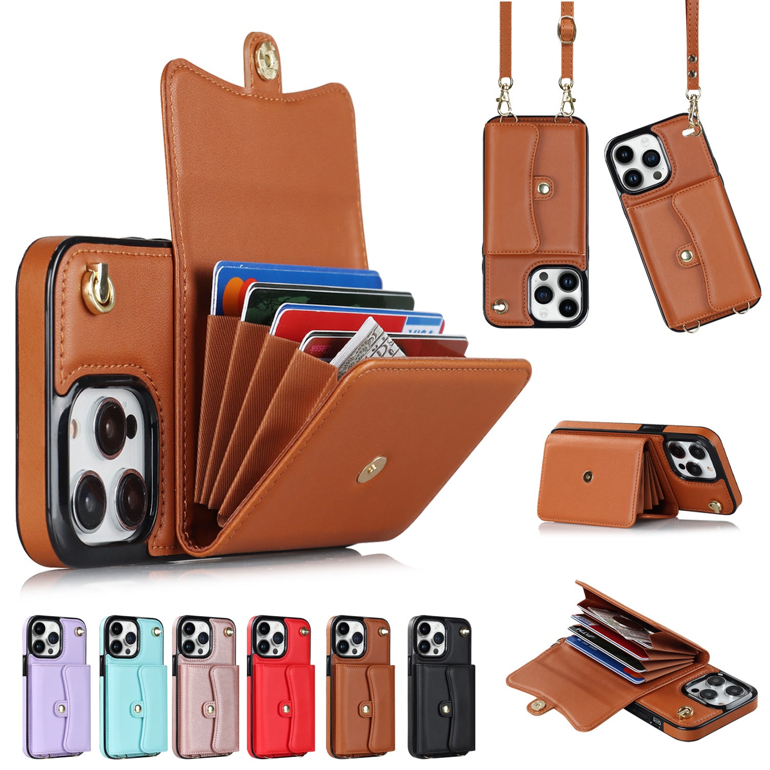 Estuche para teléfono con tarjetero cruzado y tarjetero multifunción