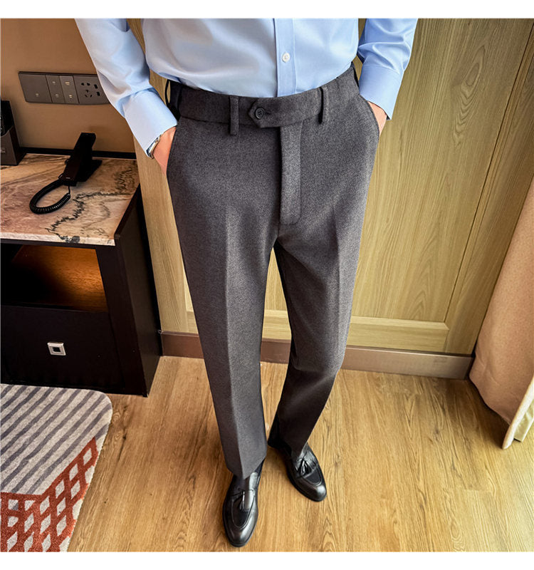 Pantalones de lana gruesos y cálidos con cintura elástica invisible para hombre