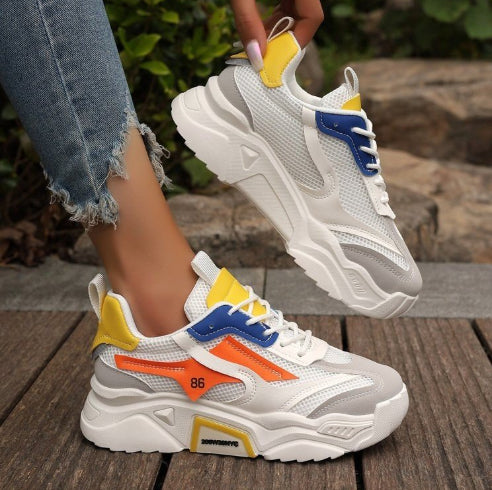 Zapatillas casuales con plataforma de malla para mujer
