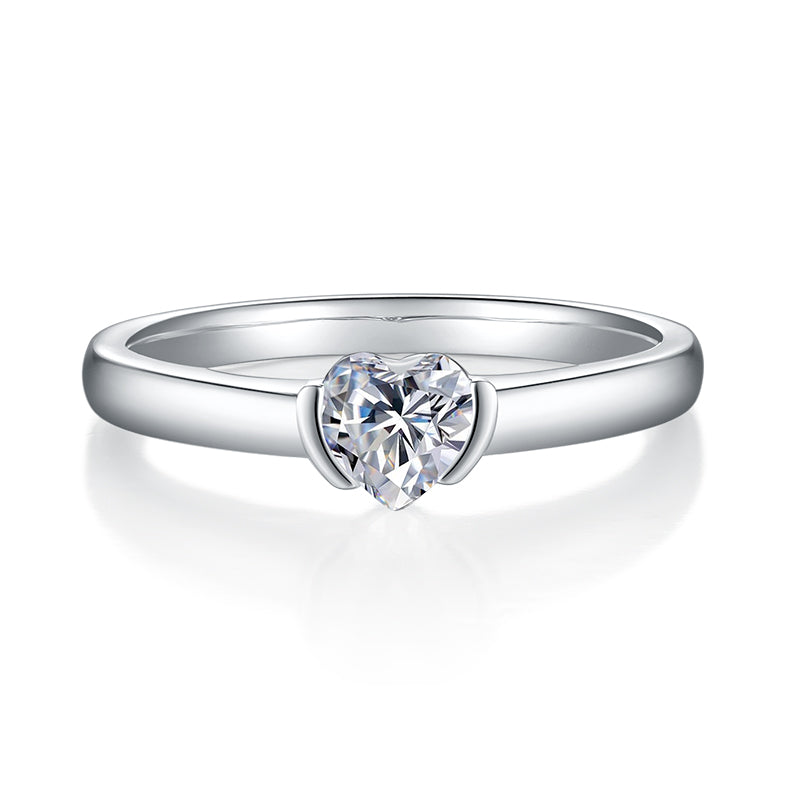 Heart-shaped Moissanite Set With Top-quality Moissanite Luxury And Fashionable Light Luxury Jewelry Silver Ring S925 Silver-plated Platinum
