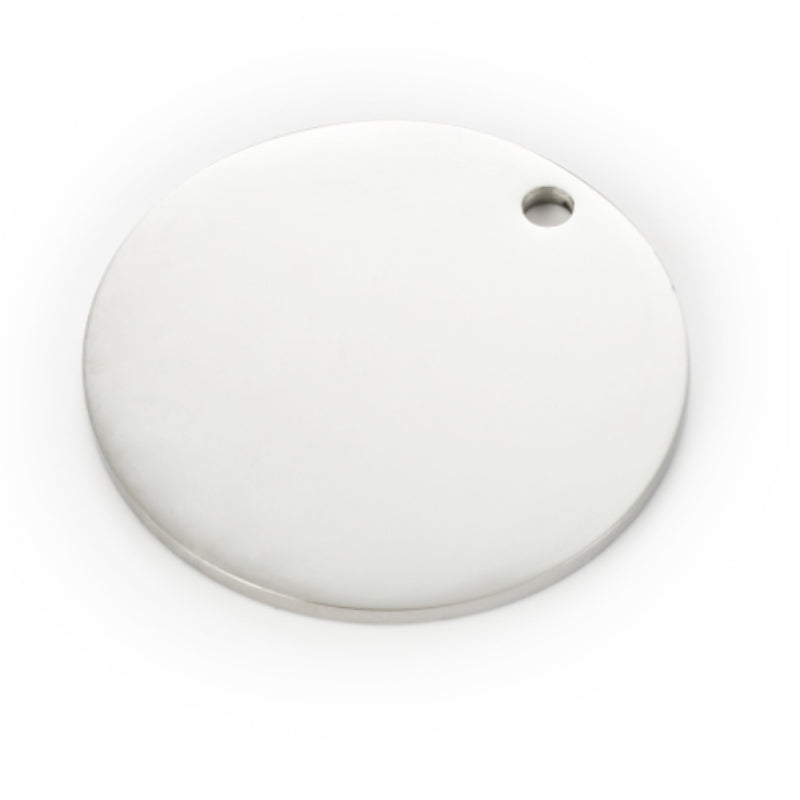 Stainless Steel Mirror Polished  Disc Round Dog Tag Charm Pendant For Bracelet Necklace DIY Jewelry Key Ring