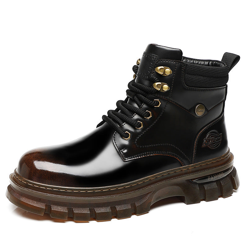 Botas de plataforma estilo británico de algodón cálido con forro polar