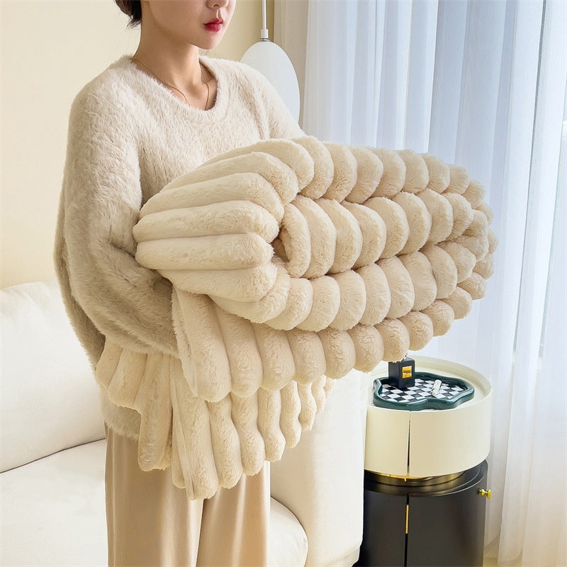 Rabbit Plush Multifunctional Blanket Strip Milk Fiber Bedding