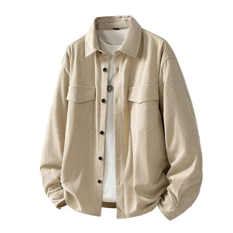 Mens Pocketed Padded Vintage Corduroy Long-Sleeve Jacket