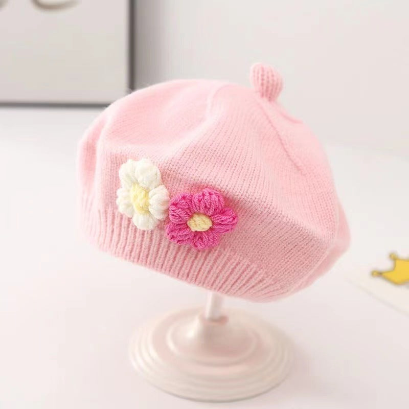 Gorro de niña Boina de punto de lana para bebé