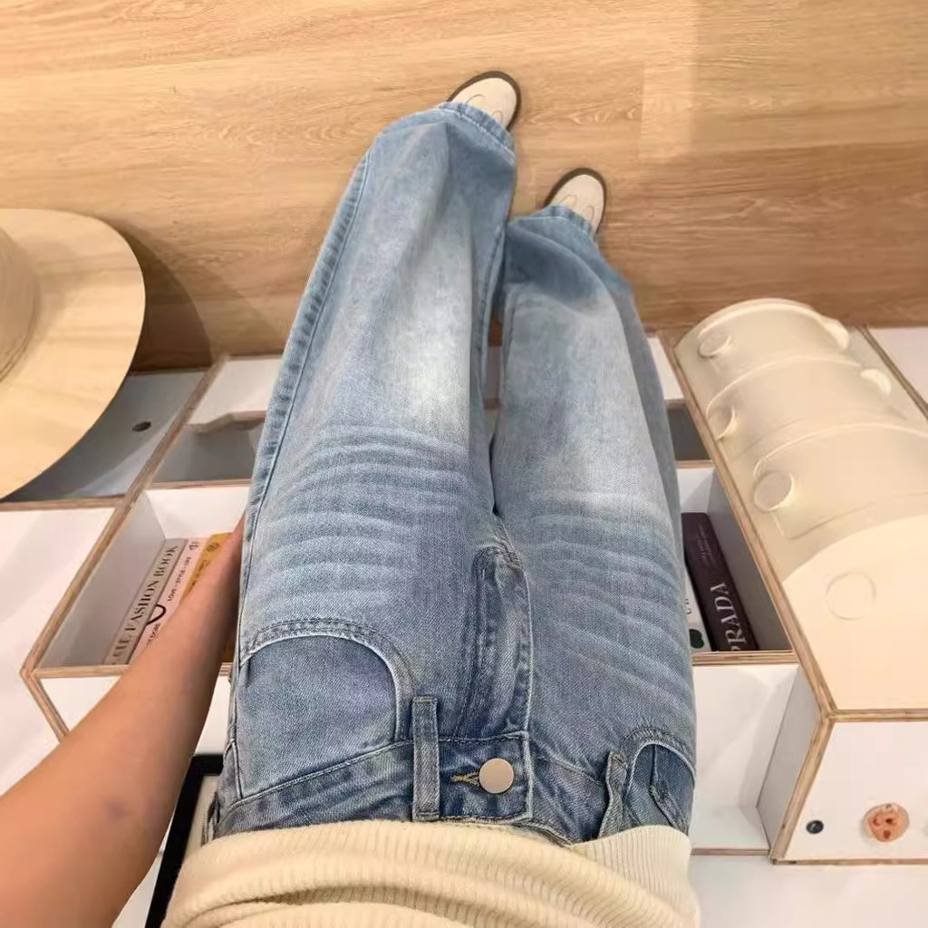 Women's Wide-leg Jeans High Waist Loose And Slimming