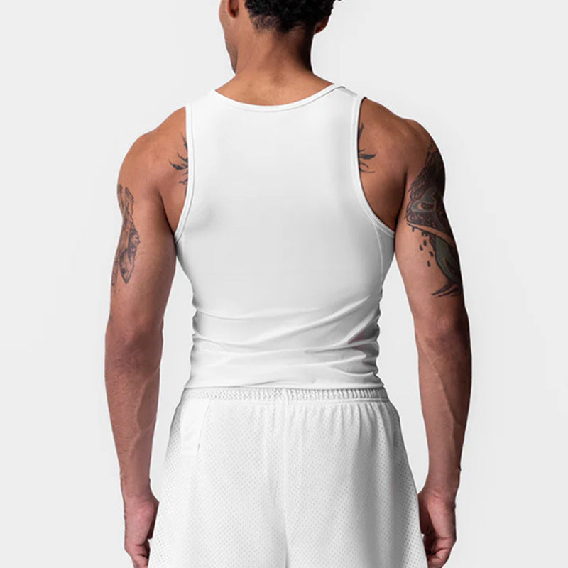 Camiseta deportiva de verano para hombre, estilo americano, de seda de leche, de secado rápido y muy elástica, sin mangas
