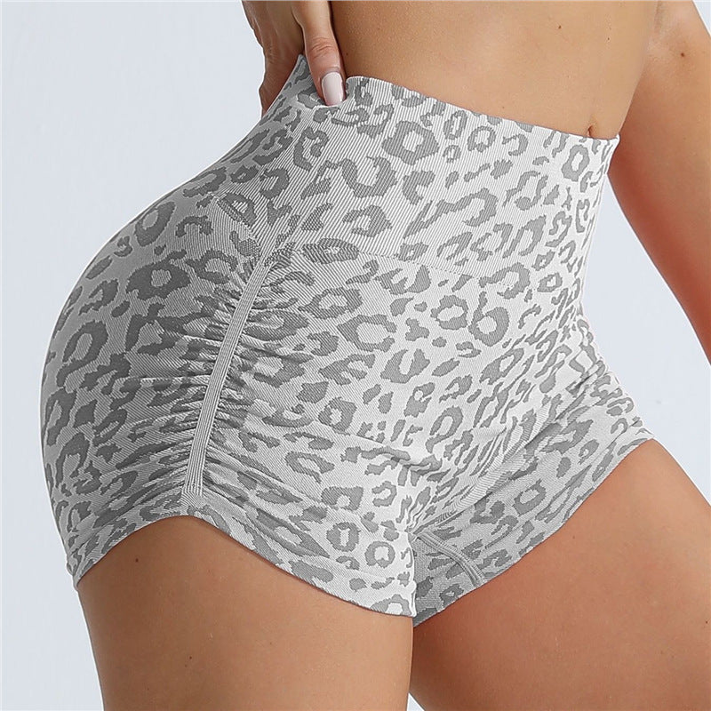 Shorts deportivos ajustados de yoga con estampado de leopardo para correr