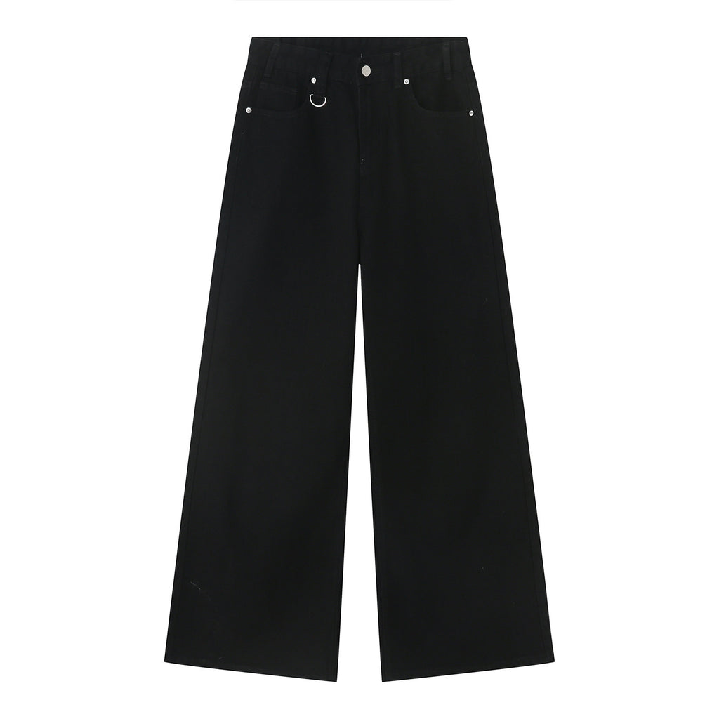 Retro Hong Kong Style Distressed Loose Wide Leg Mopping Jeans