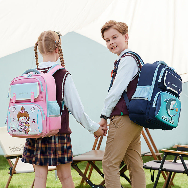 Mochila escolar para niños, ligera, de gran capacidad y con dibujos animados.