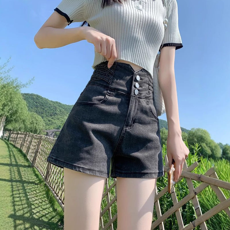 Shorts vaqueros retro de cintura alta para mujer