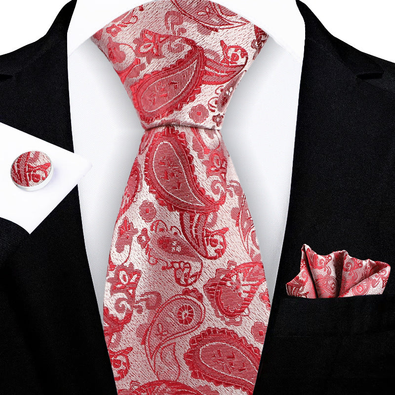 Corbata con flores de anacardo bordadas en jacquard