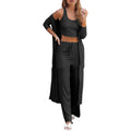Conjunto de ropa de estar por casa para mujer de tres piezas: chaleco, pantalón y bata