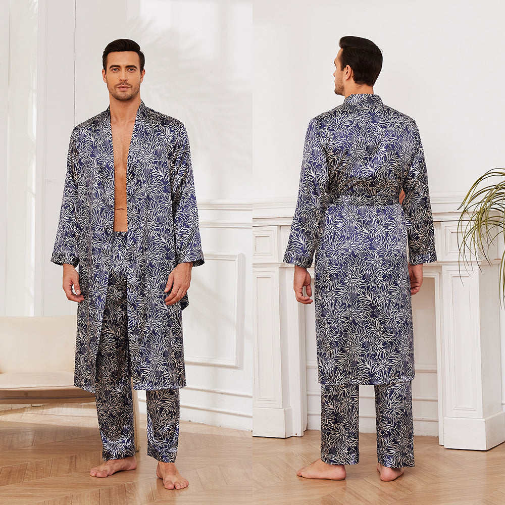 Pijama fino de manga larga para hombre de otoño