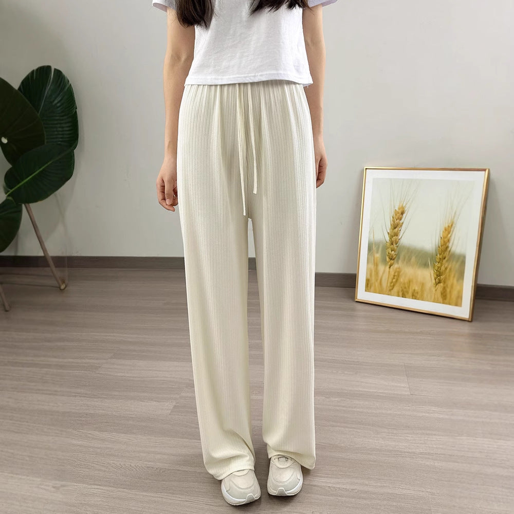 Pantalones de verano de jacquard para mujer, pantalones adelgazantes e informales.