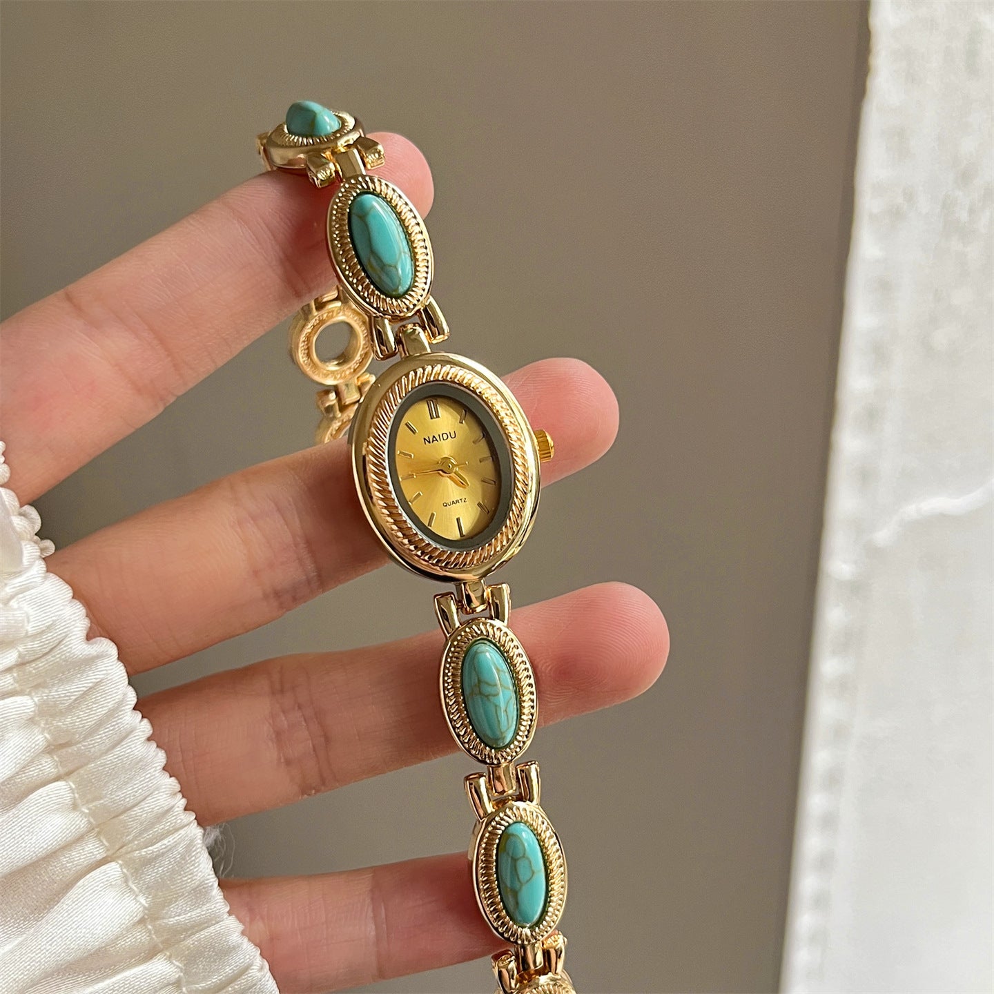Reloj de pulsera con cuentas de ágata para mujer