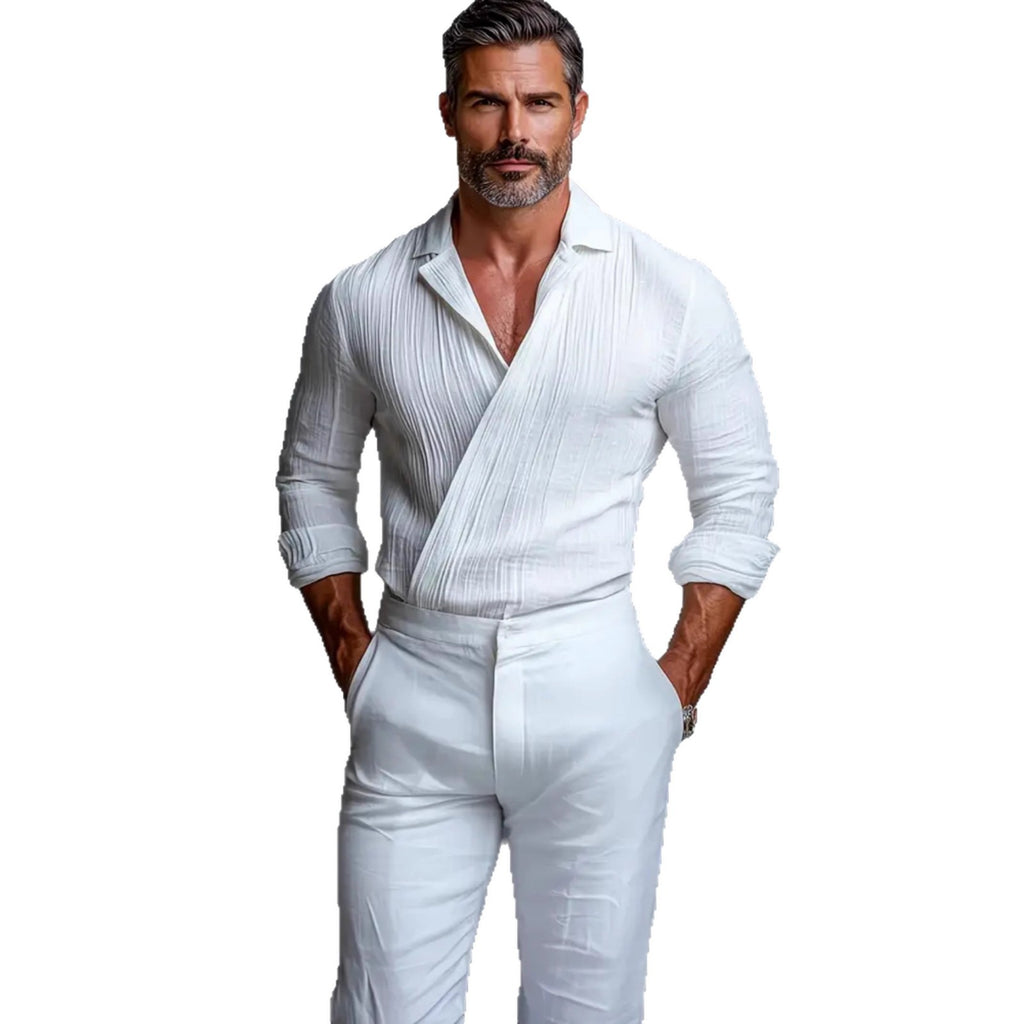 Business-Casual American-Style Long-Sleeve Mens Shirt