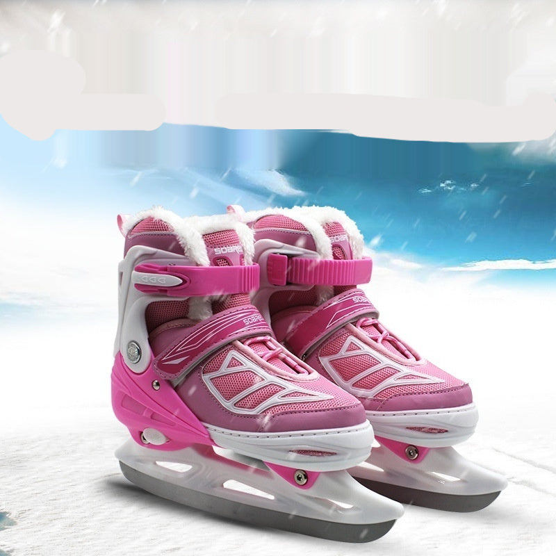 Zapatos de patinaje sobre hielo ajustables con aislamiento de felpa para niños