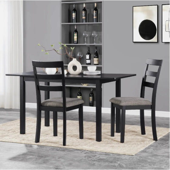 Mesa de comedor extensible de 59 pulgadas, moderna mesa de comedor para 4-8 personas, mesa de cocina de madera, para comedor, oficina, sala de estar pequeña, color negro