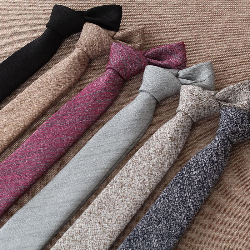 Corbata estrecha de algodón de estilo coreano de color liso para hombre, de 6 cm, para uso formal, informal, de negocios y boda
