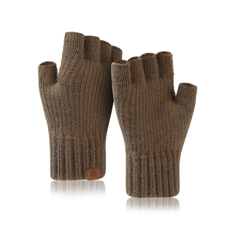 Guantes térmicos de medio dedo con forro polar para exteriores para hombre