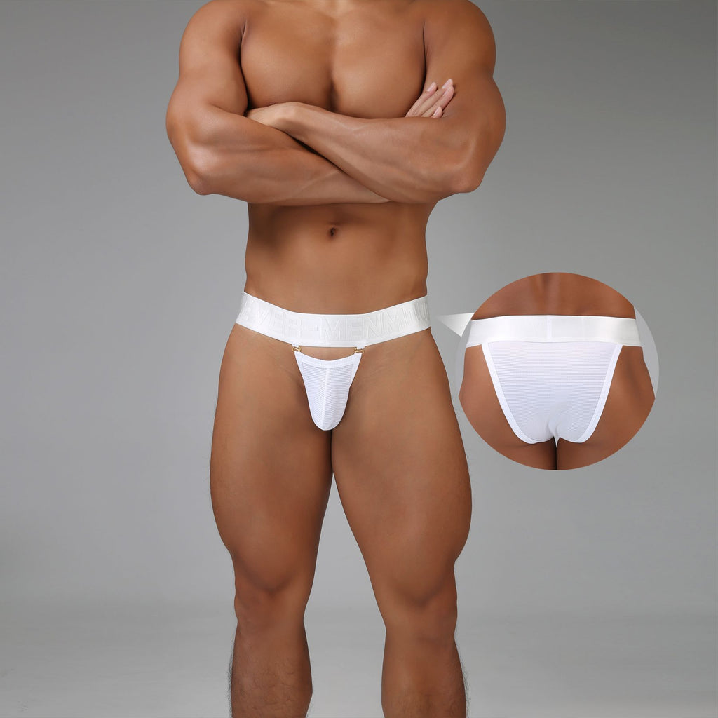 Calzoncillos de malla ultrafinos para hombre con cintura ancha y ajuste semi-ajustado.