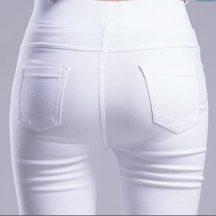 Pantalones pitillo coloridos con cintura elástica y elásticos para exteriores