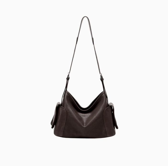 Bolso bandolera grande de piel auténtica con dos asas