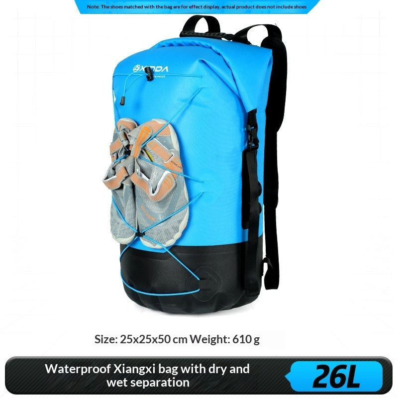 Mochila impermeable IPX7 para exteriores con separación de humedad y humedad