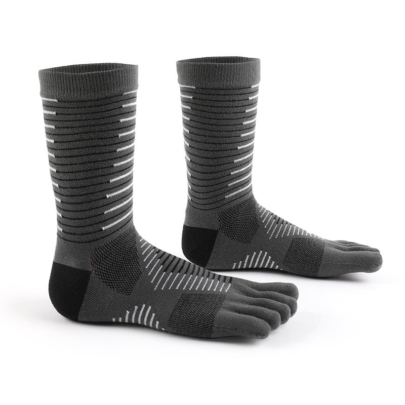 Calcetines antideslizantes de cinco dedos para hombre, de media pantorrilla, para correr maratones al aire libre
