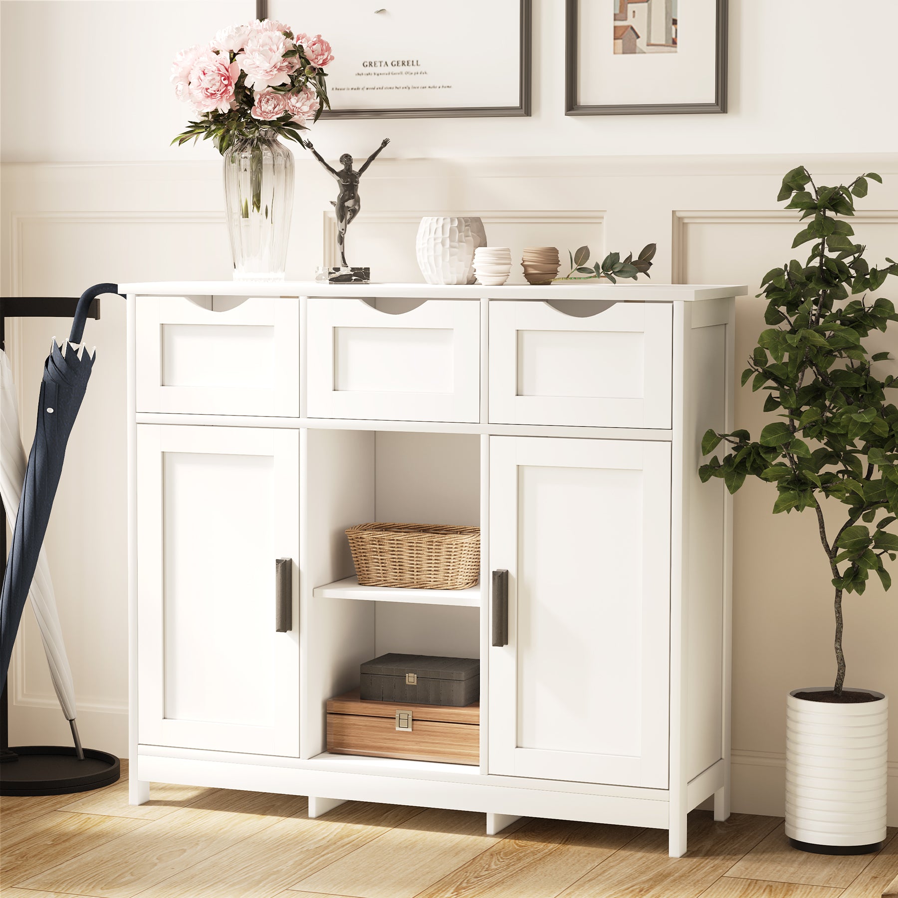 Armarios con cajones y estantes, para sala de estar, dormitorio y baño, decoración del hogar, color blanco.