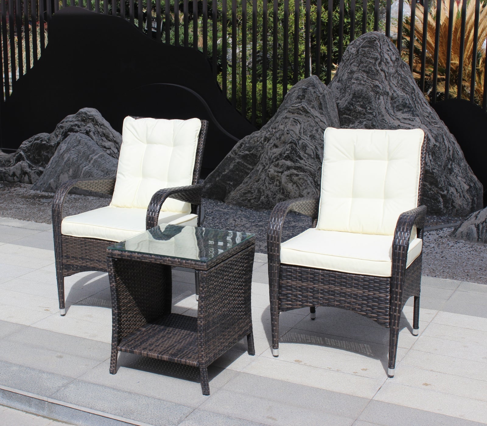 Outdoor Patio Furniture 1 Coffee Table With Clear Tempered Glass