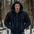Sudadera con capucha informal estampada con dos bolsillos y cremallera para hombre