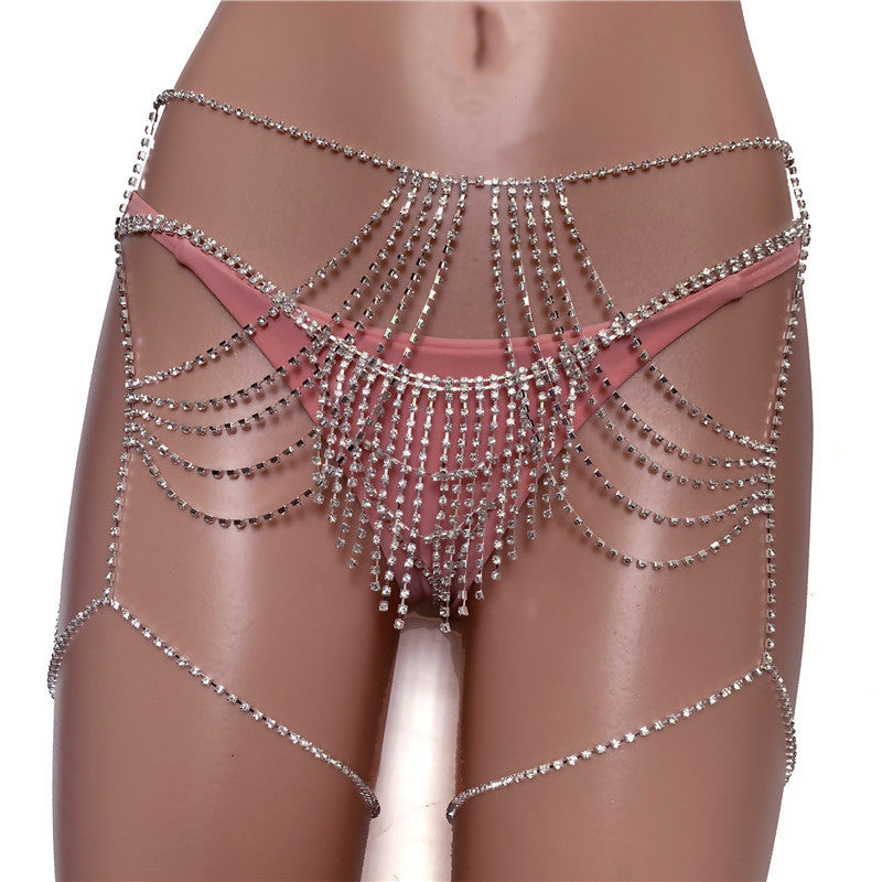 Rhinestone Waist Chain Belt for Women - Layered Body Jewelry