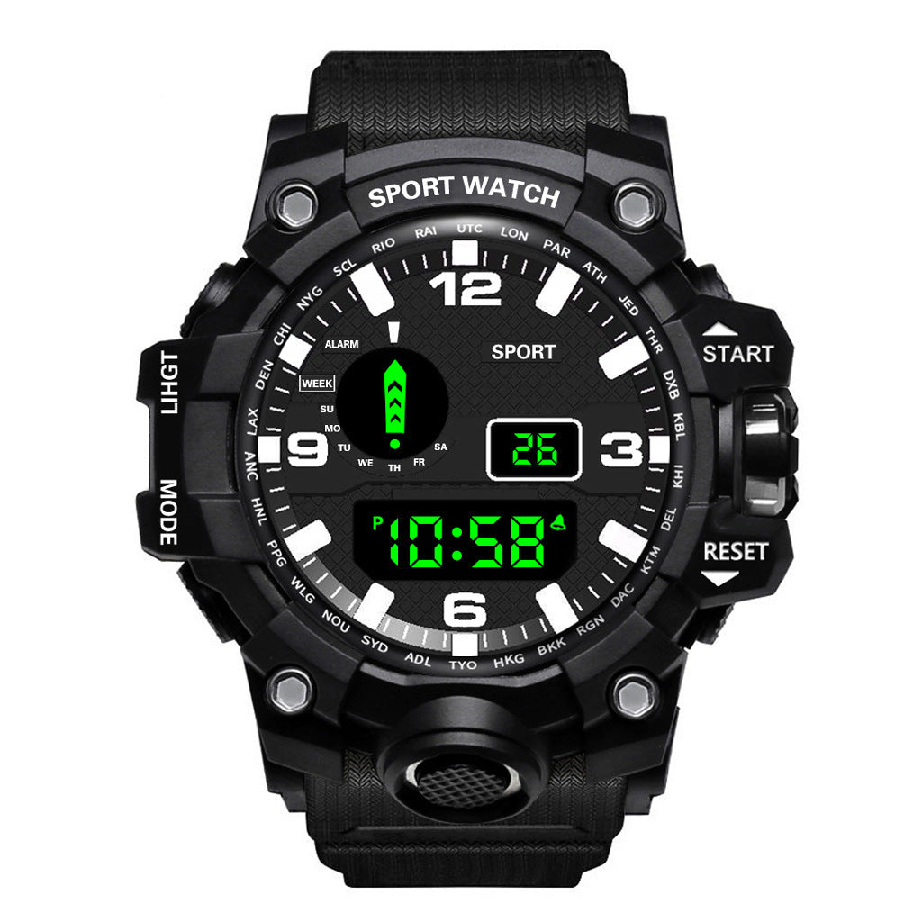 Reloj electrónico luminoso multifuncional deportivo impermeable para hombre