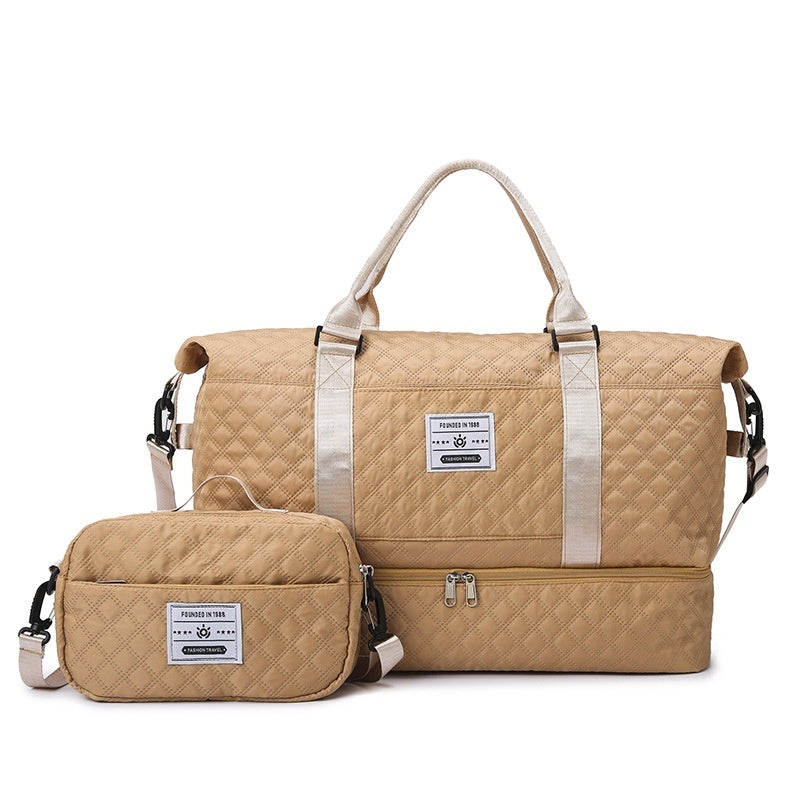 Bolso bandolera de viaje de gran capacidad con asa bordada y acolchado