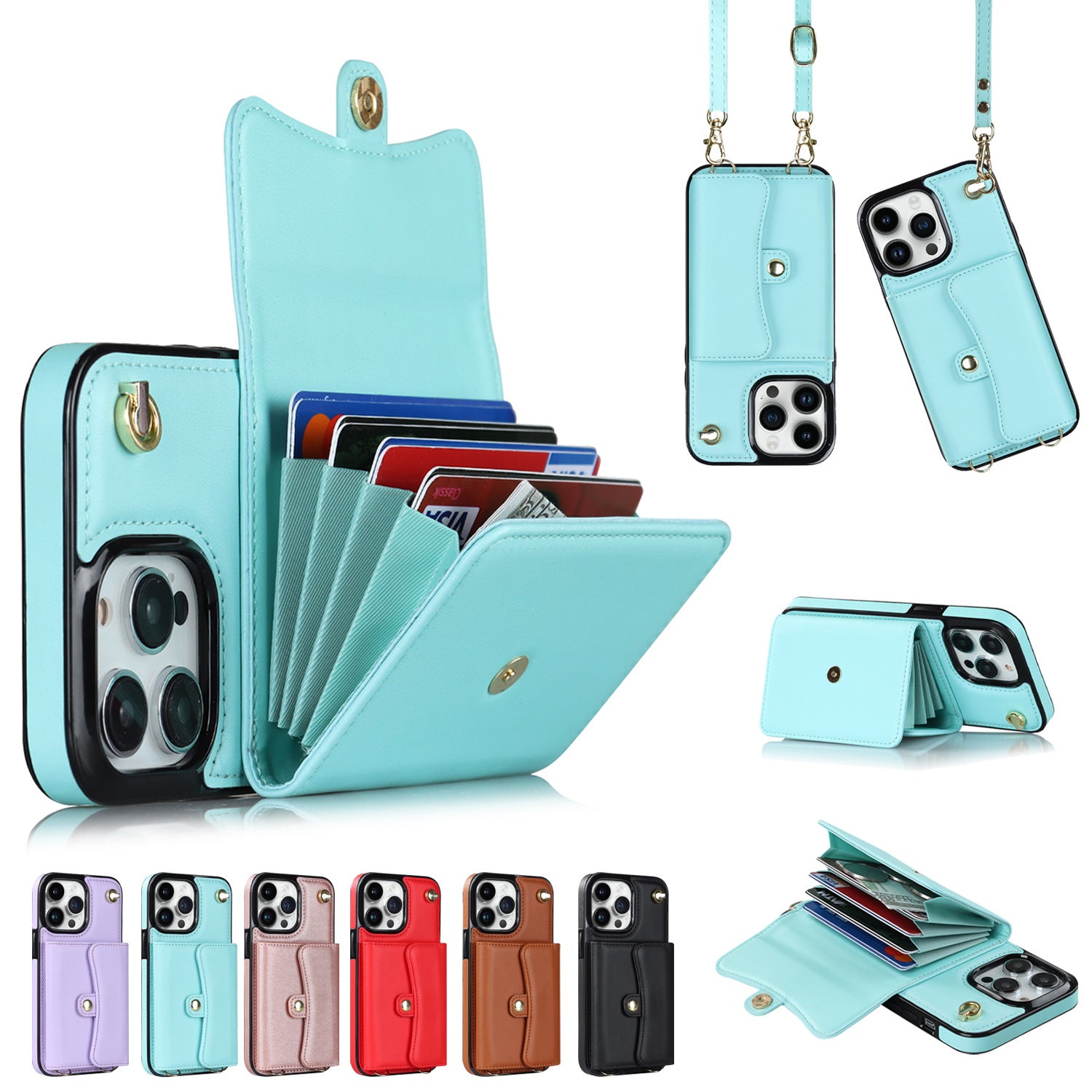 Estuche para teléfono con tarjetero cruzado y tarjetero multifunción