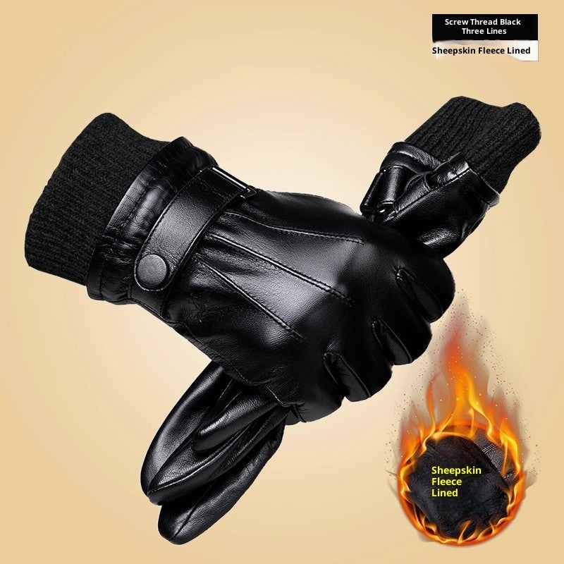 Genuine Leather Gloves With Fleece Lining For Extra Warmth And Waterproof Protection