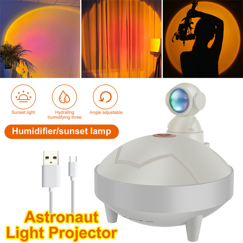 Humidificador de lámpara de astronauta con 2 modos de pulverización y cabezal giratorio de 360 ​​grados, lámpara de proyector con carga USB