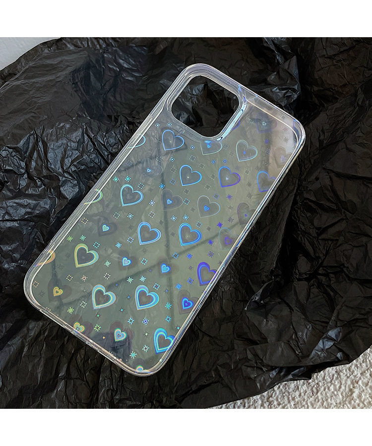 Funda para teléfono transparente con láser doble y colorido amor