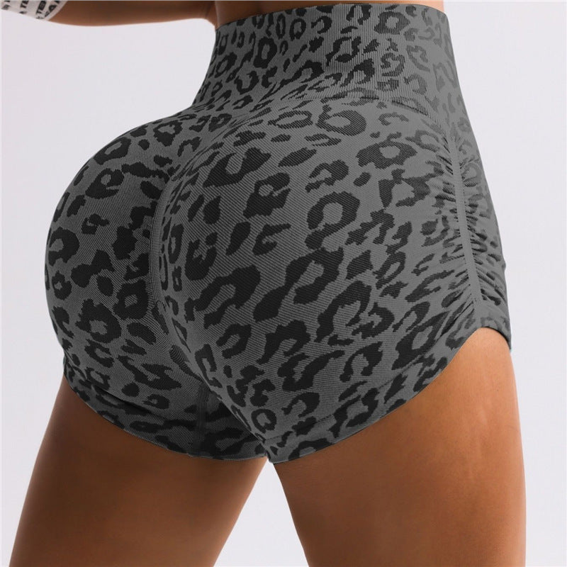Shorts deportivos ajustados de yoga con estampado de leopardo para correr