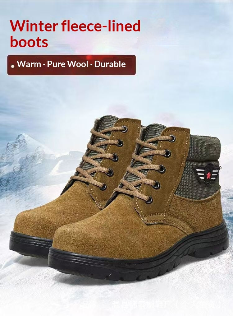Botas térmicas de algodón con ribete de piel de oveja para hombre