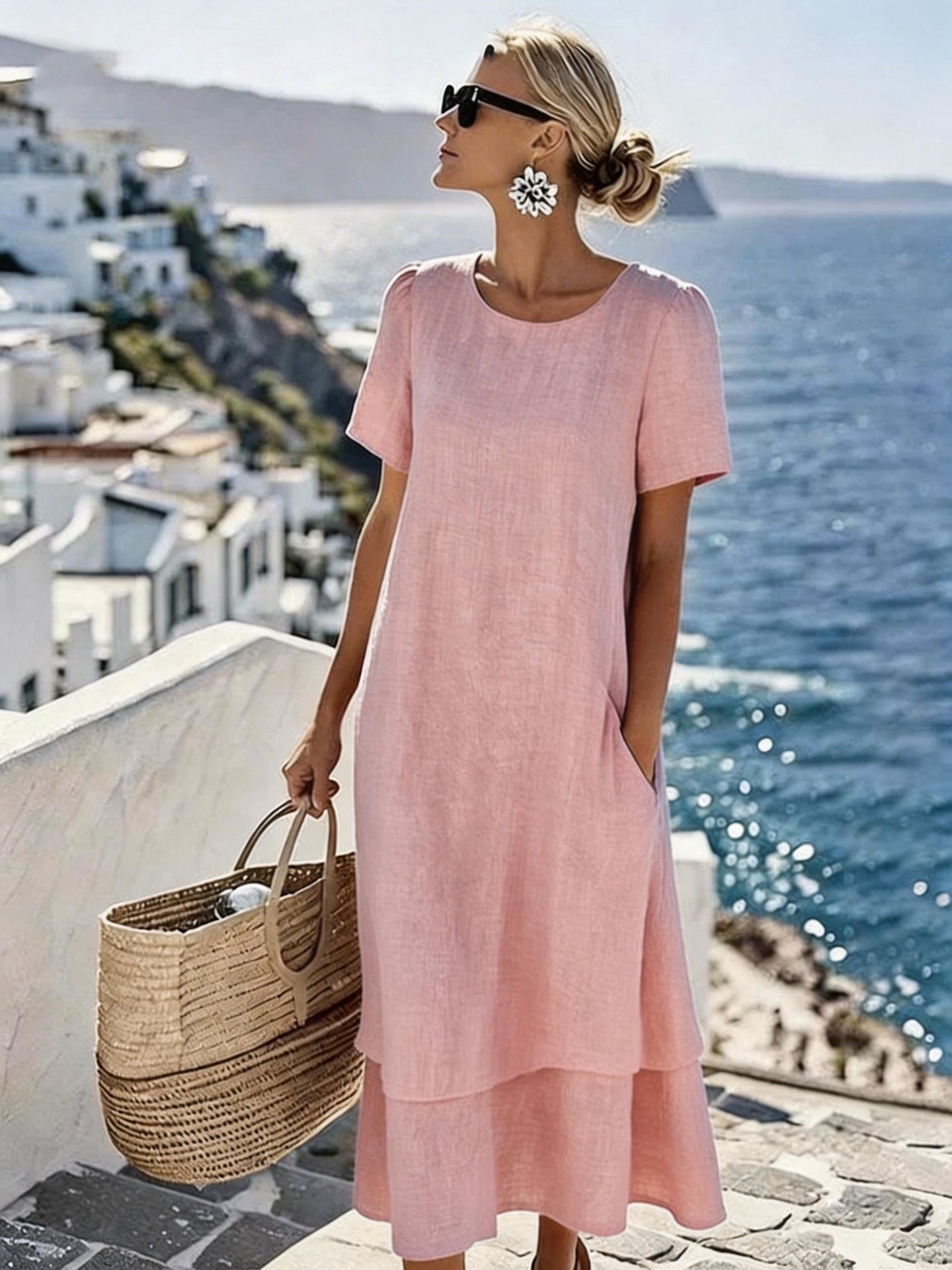 New Stylish Casual Striped V-Neck Elegant Dress