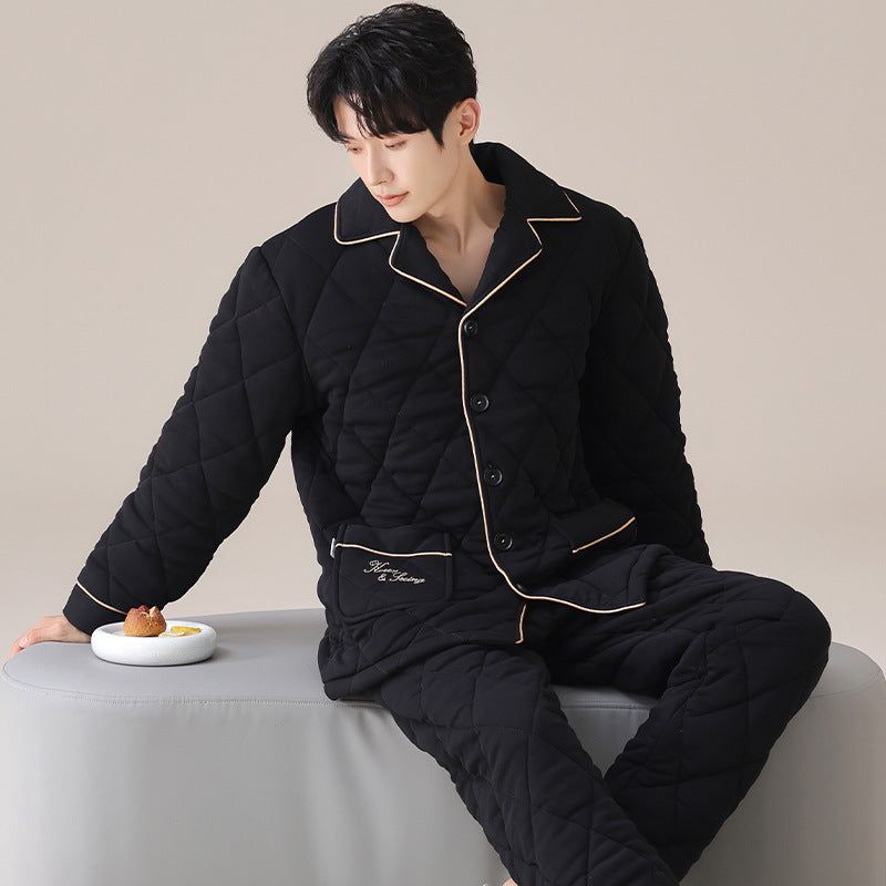 Ropa de estar por casa acolchada de tres capas para hombre, ideal para otoño e invierno, tanto en interiores como en exteriores.