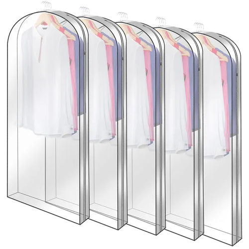 Bolsa para colgar ropa (5 unidades), resistente al polvo, impermeable, transparente, para suéter, chaqueta, abrigo, vestido y camisa.