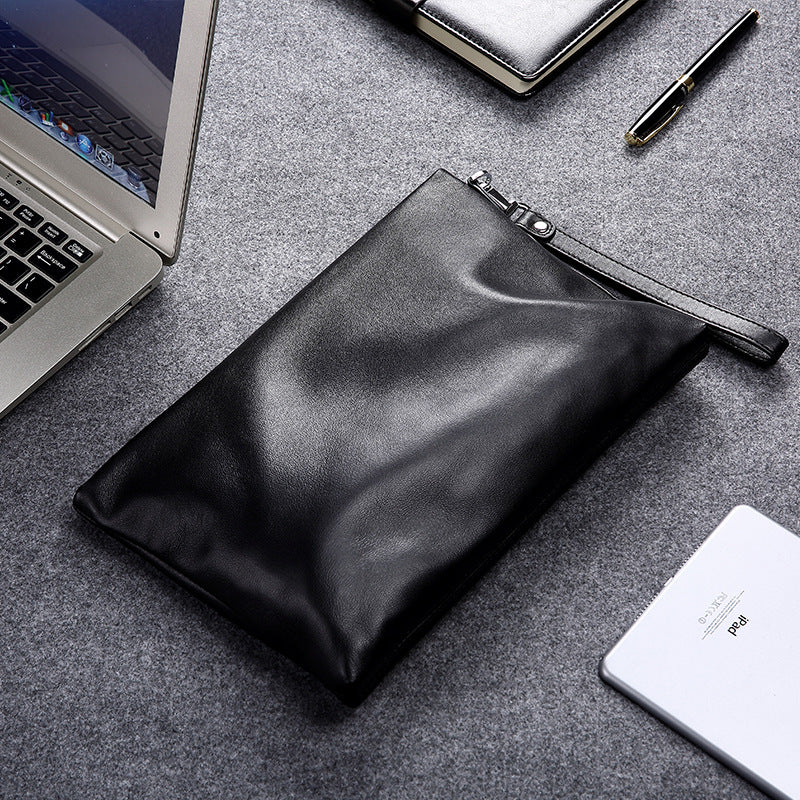Bolso de mano casual de cuero genuino para hombre