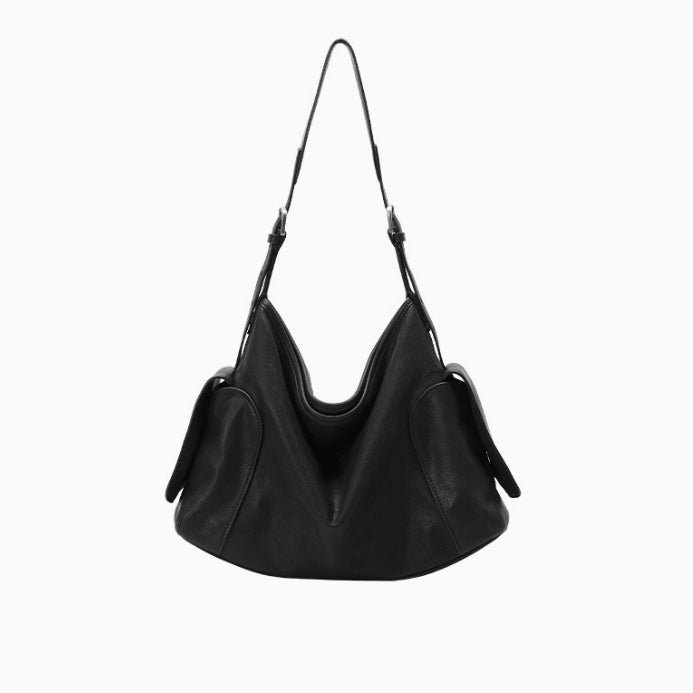 Bolso bandolera grande de piel auténtica con dos asas