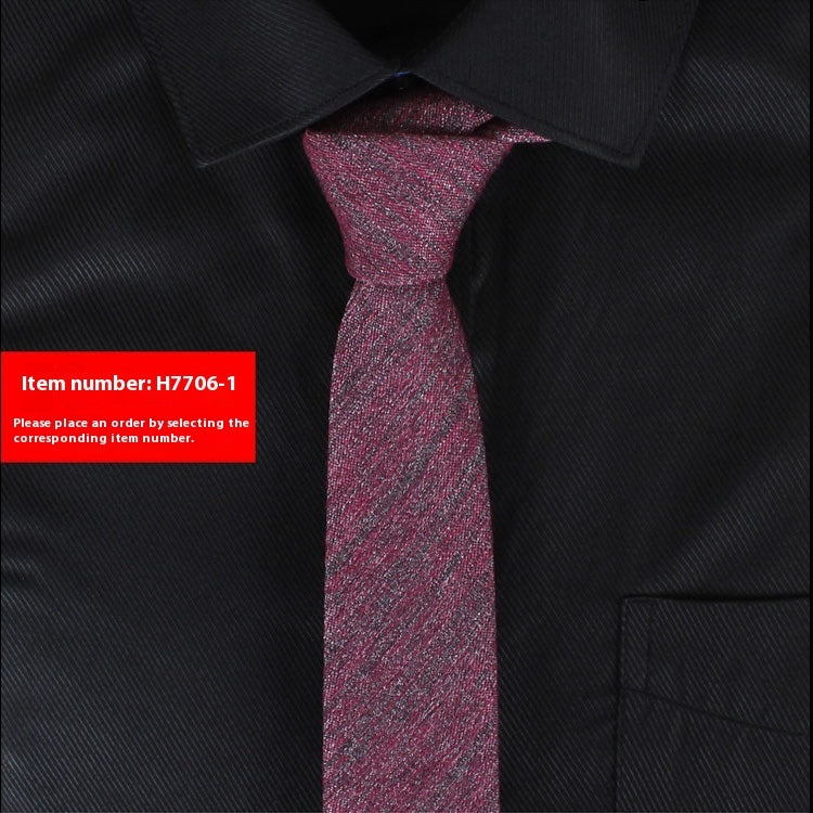 Corbata estrecha de algodón de estilo coreano de color liso para hombre, de 6 cm, para uso formal, informal, de negocios y boda